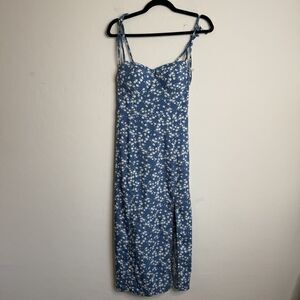 Womens Size S Blue Floral Side Slit Milkmaid Cottage Slip Dress Size M Coquette
